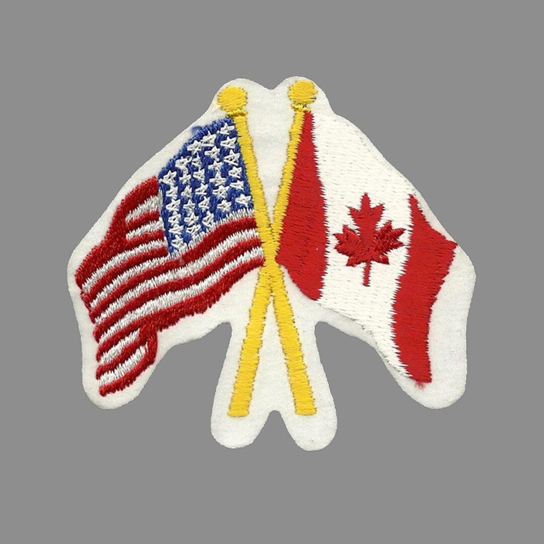 USA and Canada Flags Patch Crossed Flags Iron on Applique Country Pride ...