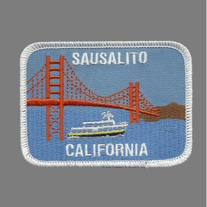 Sausalito California Iron On Patch – Golden Gate Bridge – Ferry Rectangle Souvenir – Travel Patch – Embellishment – Applique CA 3.5″