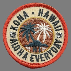 Hawaii Patch – Kona HI Souvenir Aloha Everyday Travel Patch – Iron On – Applique 2.25"" Island Embellishment Souvenir Surfing