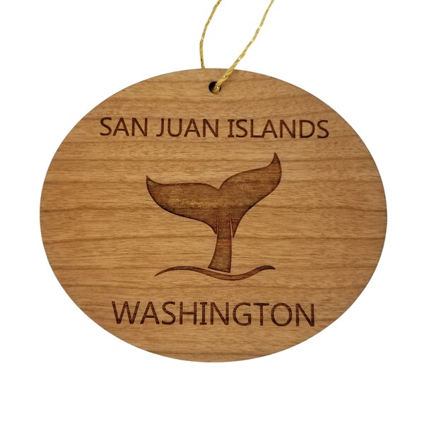 San Juan Islands Ornament - Handmade Wood Ornament - Washington WA Whale Tail Whale Watching - Christmas Ornament 3 Inch