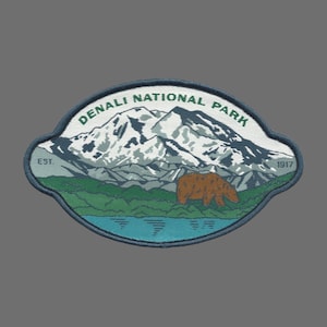 Alaska Patch – Denali National Park - Travel Patch – Souvenir Patch 4.3&quot; Iron On Sew On Embellishment Applique