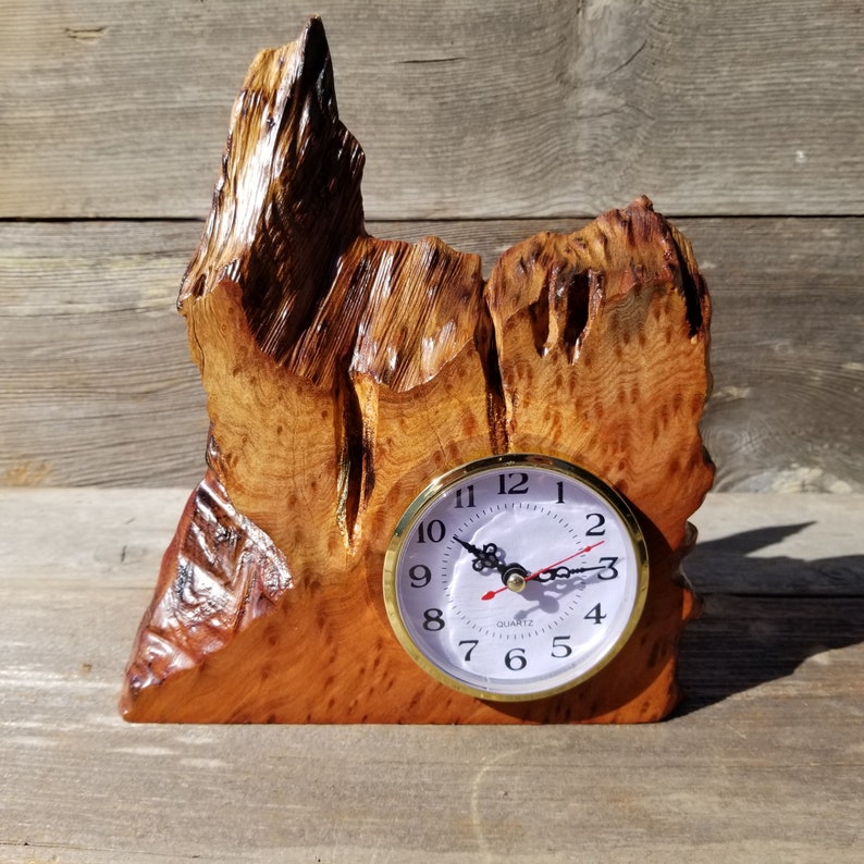Wood Clock For the Desk or Mantel Handmade California Redwood Table Shelf Birthday Gift Wedding Gift Engagement Gift #219