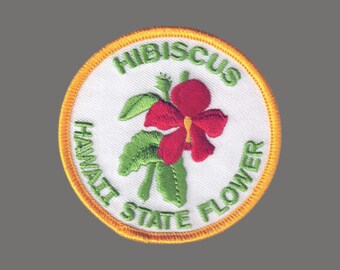 Hawaii Patch – State Flower – Hibiscus – Travel Patch – Hawaii State Flower Embellishment or Applique Iron On HI