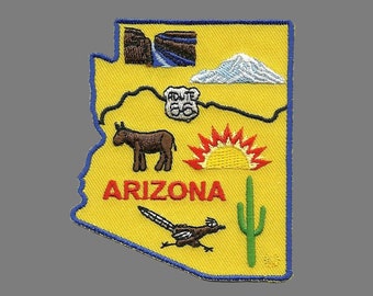 Arizona Patch – Grand Canyon – Cactus Route 66 – Roadrunner Travel Patch AZ Souvenir Iron On Embellishment or Applique 3.25"