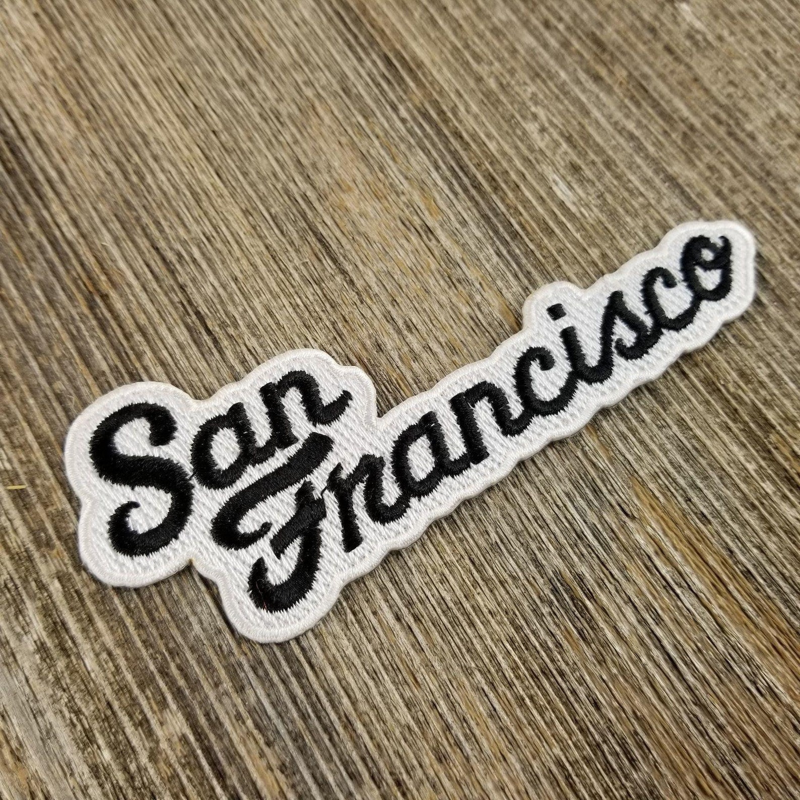 San Francisco Patch – Script Cursive Font – Black and White – Travel ...