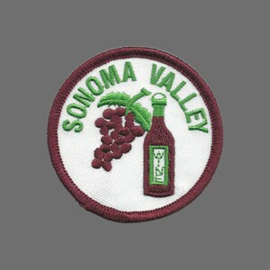 Sonoma Valley Iron On Patch – California Wine Souvenir – Travel Patch – Embellishment – Applique CA Iron On Circle 2.5″