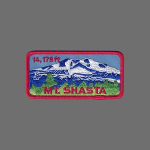 California Patch – Mt Shasta California Souvenir – Travel Patch – Embellishment – Applique CA Iron On Rectangle