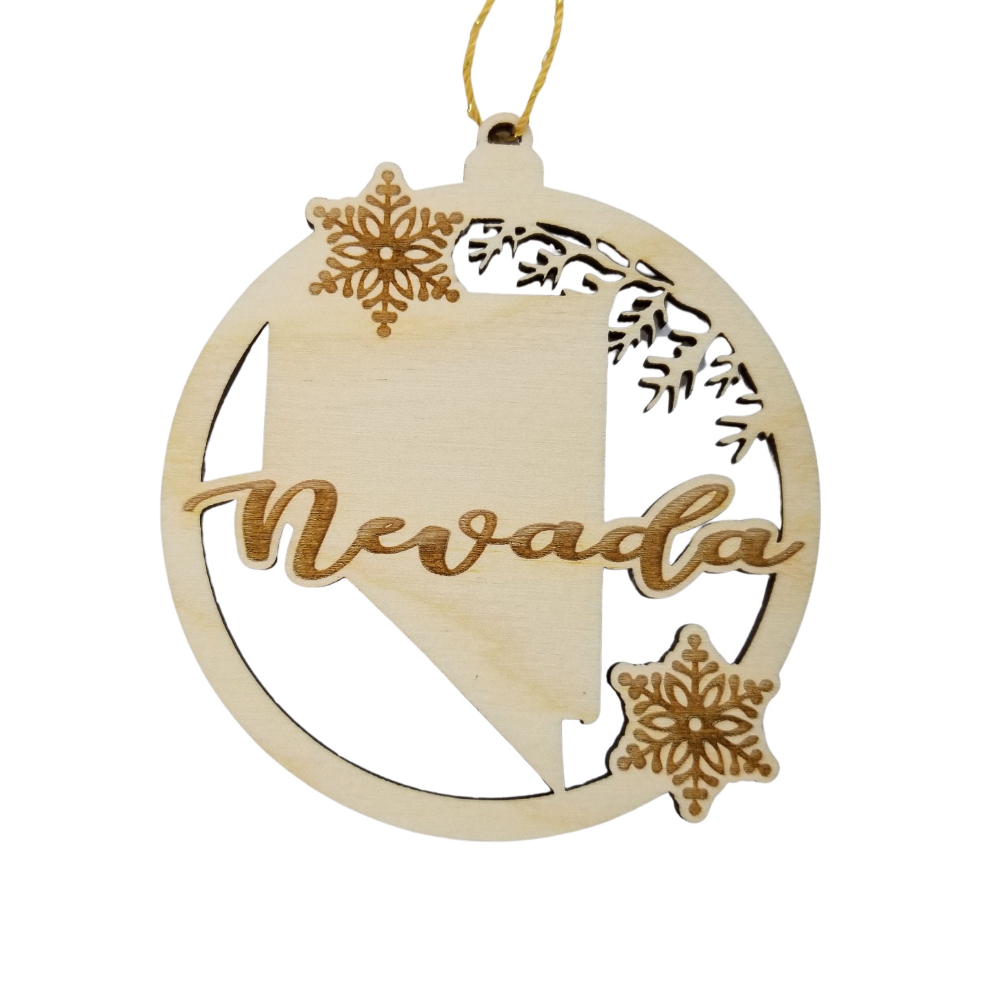 Nevada Wood Ornament NV State Shape With Snowflakes Cutout - Etsy