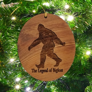 Bigfoot Ornament - Legend of Bigfoot- California Redwood - Wood Ornament Handmade in USA Christmas Home Decor Sasquatch PNW