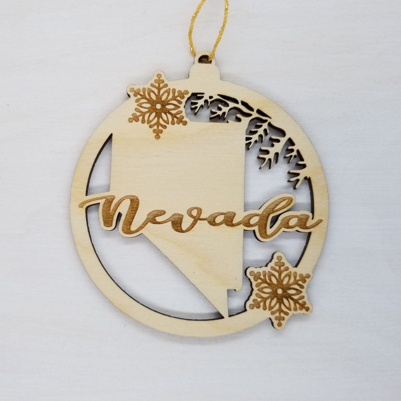 Nevada Wood Ornament NV State Shape With Snowflakes Cutout - Etsy