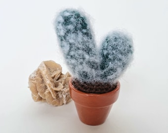Mini crochet "hairy" wool cactus