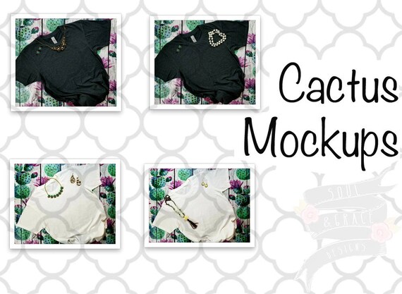 Funky T-Shirt Mockup On Cactus Background Product Funky T-Shirt Mockup On Cactus Background Product