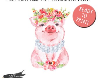 Download Pig with bandana pngsublimation design downloaddigital | Etsy