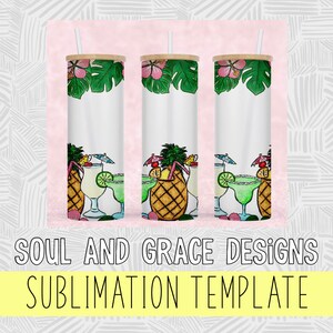 tropical tumbler wrap, pina colada png files for tumblers, 20 oz straight tumbler sublimation design for summer, island life tumbler designs
