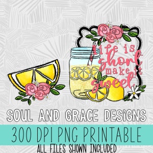 Life is Short Make it Sweet,  Lemonade Design, Pocket Design,  Digital Design, INSTANT DOWNLOAD, Sublimation Design