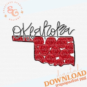 florale Oklahoma Zustandblume png für Taschen, Oklahoma Umriss png Dateien für Sublimation Oklahoma Pride Sublimation Designs für Baseballmützen