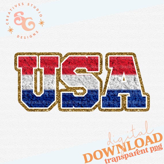 varsity letters USA png designs for hats INSTANT DOWNLOAD, patriotic png files for shirts, red white and blue faux chenille patch png for