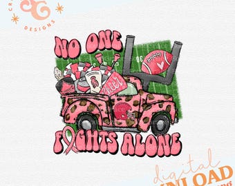Ingen slåss ensam, fotboll, rosa bandet, lastbil, Pink Out, digital design, direkt nedladdning, PNG utskrivbar, sublimeringsdesign