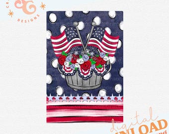 Bandiera americana da giardino png popolare ora, disegni di bandiere da giardino con fiori patriottici png per uso commerciale, disegni di sublimazione del 4 luglio per