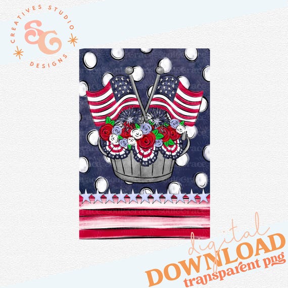 American flag garden flag png popular now, patriotic flowers yard flag png designs for commercial use, 4th of July sublimation designs for