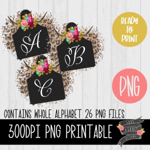 Cow Tag Western Monogram Alphabet Digital Designs, INSTANT DOWNLOAD, PNG Printable, Sublimation Design Alpha