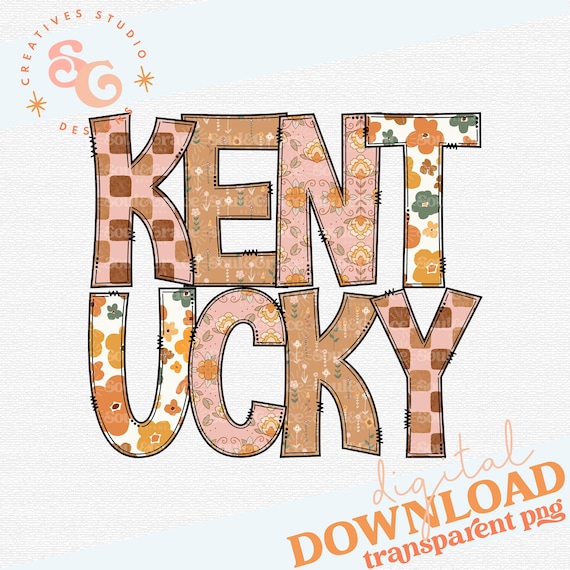 Kentucky png files for fall shirts popular now, boho png images for dish towels, pink checkered KY floral png for shirts trendy png designs