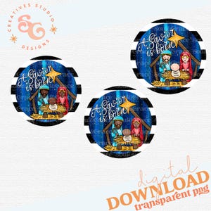 a savior is born png files for Christmas ornaments DIGITAL DOWNLOAD, Christian Christmas Black Jesus png for ornaments, away in a manger png