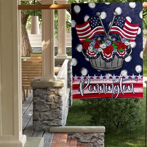 American flag garden flag png popular now, patriotic flowers yard flag png designs for commercial use, 4th of July sublimation designs for image 2