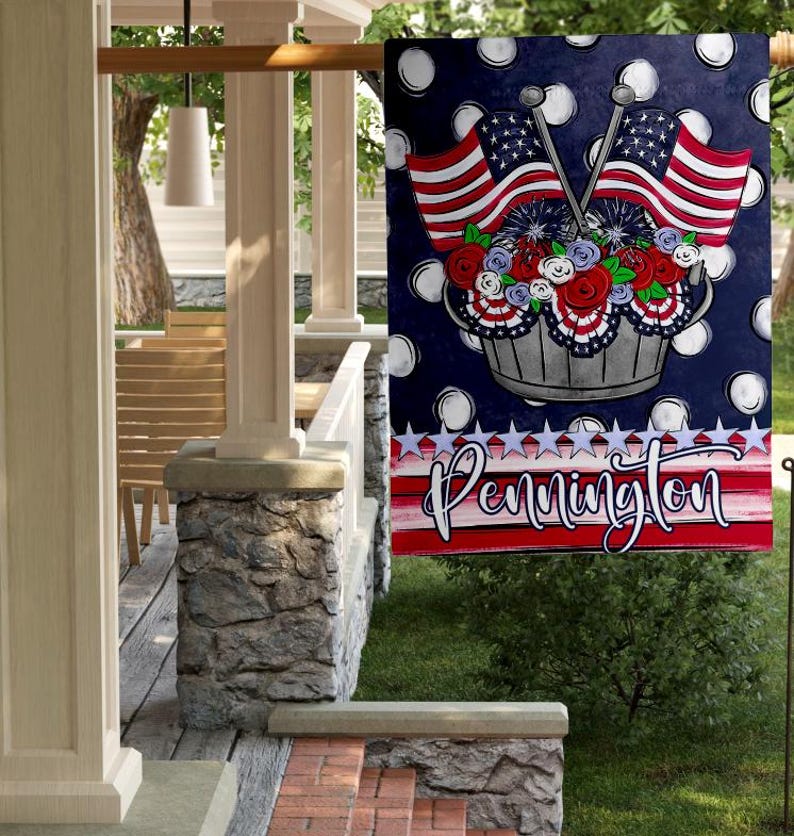 American flag garden flag png popular now, patriotic flowers yard flag png designs for commercial use, 4th of July sublimation designs for image 2