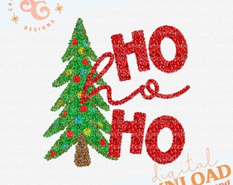 faux sequin png Christmas sublimation designs for shirts DIGITAL DOWNLOAD, ho ho ho png for tote bags, holiday png designs trendy png file