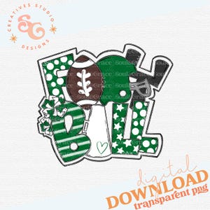 kelly green football png for shirts football mom sublimation designs for cheer bows, school spirit png files for cups, tailgate png trendy