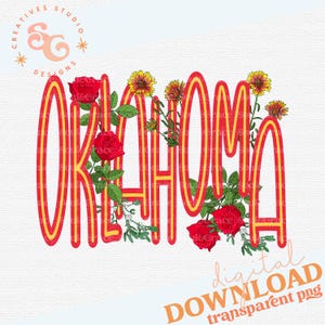 Oklahoma State Blume Oklahoma Rose png Dateien für Sublimation Oklahoma Pride Sublimationsentwürfe für Baseballmützen, Oklahoma png für Taschen