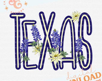Texas png for shirts DIGITAL DOWNLOAD, Texas state flower Texas bluebonnet png files for pillows, Texas pride sublimation designs for pot
