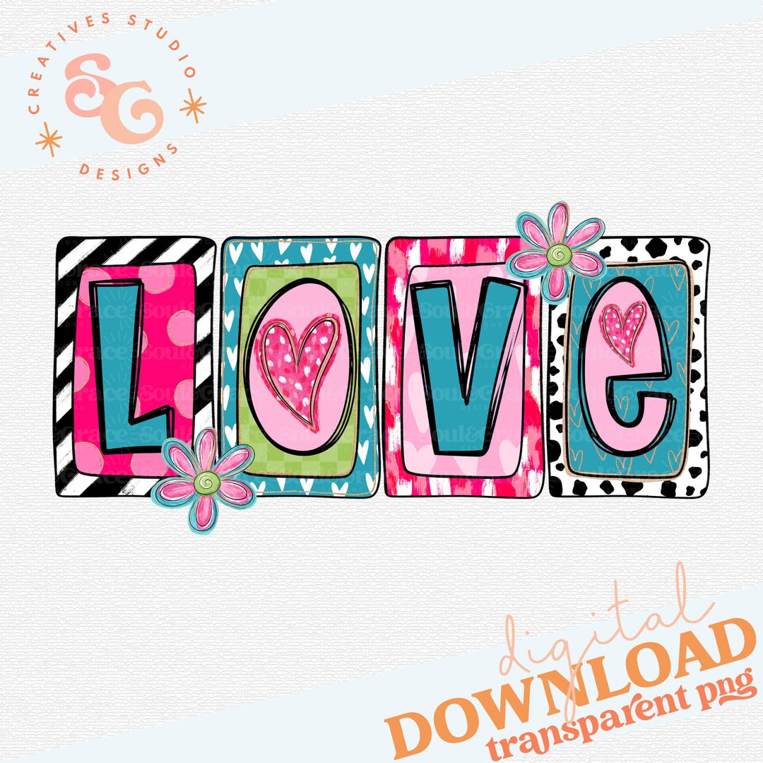 Love Png for Shirts Valentines Day Sublimation Designs for Book Pocket ...
