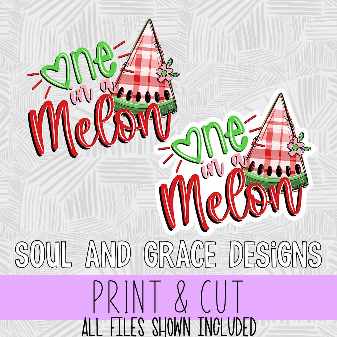 One in a Melon - Watermelon - Digital Design - INSTANT DOWNLOAD ...