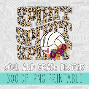 Leopard Spirit Volleyball Digital Design, INSTANT DOWNLOAD, PNG Printable, Sublimation Design