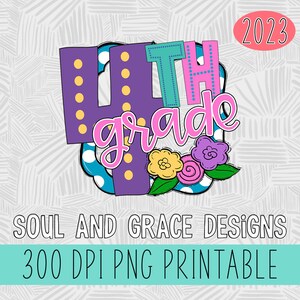 School Grade Level 4th grade -  Digital Design - INSTANT DOWNLOAD - PNG Printable - Sublimation Design | 4th Grade Clip Art Digital Doodle