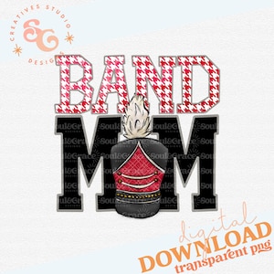 Band Mom Red Digital Design, Marching Band Mom Sublimation Png Clip Art,  INSTANT DOWNLOAD, PNG Printable, Sublimation Design