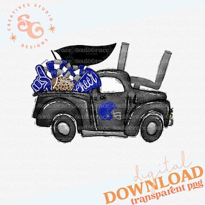 Homecoming Football Sports Truck blauw, INSTANT DOWNLOAD, png-sticker, klaar om af te drukken en te knippen