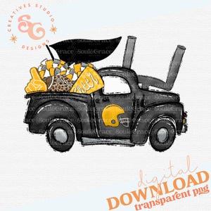 Football Homecoming Truck goudgeel, INSTANT DOWNLOAD, png, klaar om af te drukken en te snijden sticker