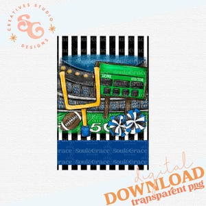add a name game day football yard flag png for commercial use, blue school spirit png sublimation designs for garden flag png for teachers