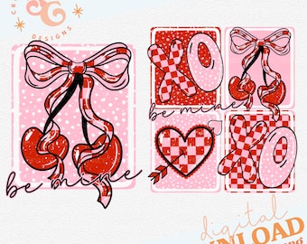 red and pink checkered be mine shirt png for girls, cherry Valentines Day png popular now, pocket designs png sublimation designs for tee