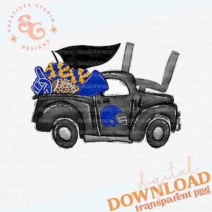 Football Team Spirit Truck Royal und Gold, INSTANT DOWNLOAD, PNG bereit zum Drucken und Schneiden von Aufkleber