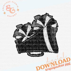 Faux Sequin Cheer Megaphone and Poms, Sequin Cheer Orange Digital Design, INSTANT DOWNLOAD, PNG Printable, Sublimation Design