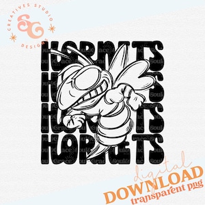 Hornets Black Digital Design , School Spirit Png, Hornets Pride Sports Mascot Clip Art, INSTANT DOWNLOAD, PNG Printable, Sublimation Design