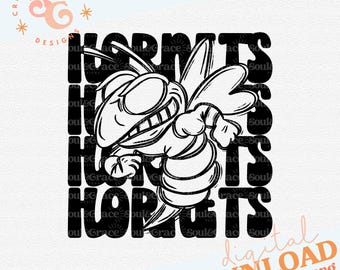 Hornets Black Digital Design , School Spirit Png, Hornets Pride Sports Mascot Clip Art, INSTANT DOWNLOAD, PNG Printable, Sublimation Design