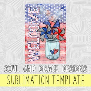 patriotic pinwheels garden flag png for commercial use, stars and stripes welcome yard flag png designs for summer, 4th of July sublimation