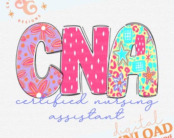 CNA png files for CNA shirts, certified nursing assistant sublimation designs for t shirts, colorful CNA tote bag png for women, trendy png