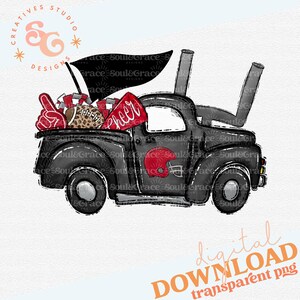 Football Homecoming Truck rood, INSTANT DOWNLOAD, png, klaar om af te drukken en sticker te knippen
