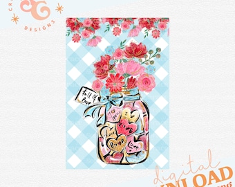 Valentines day garden flag png files for sublimation best sellers DIGITAL DOWNLOAD, cute Valentine yard flag png for women, jar of hearts